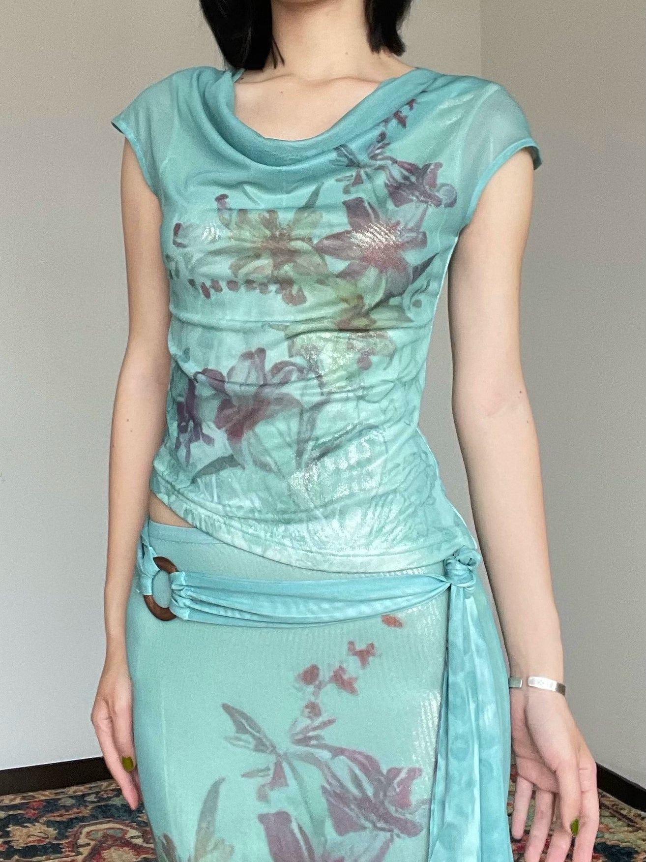 Aqua Butterfly Blouse