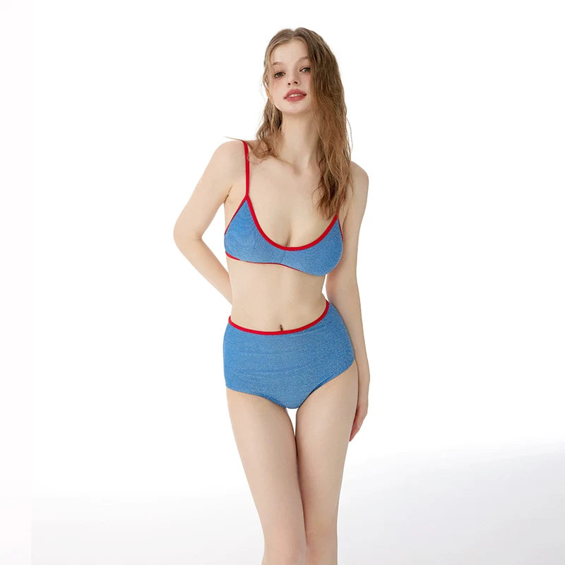Cherry Trim Ocean Wrap Bikini Set