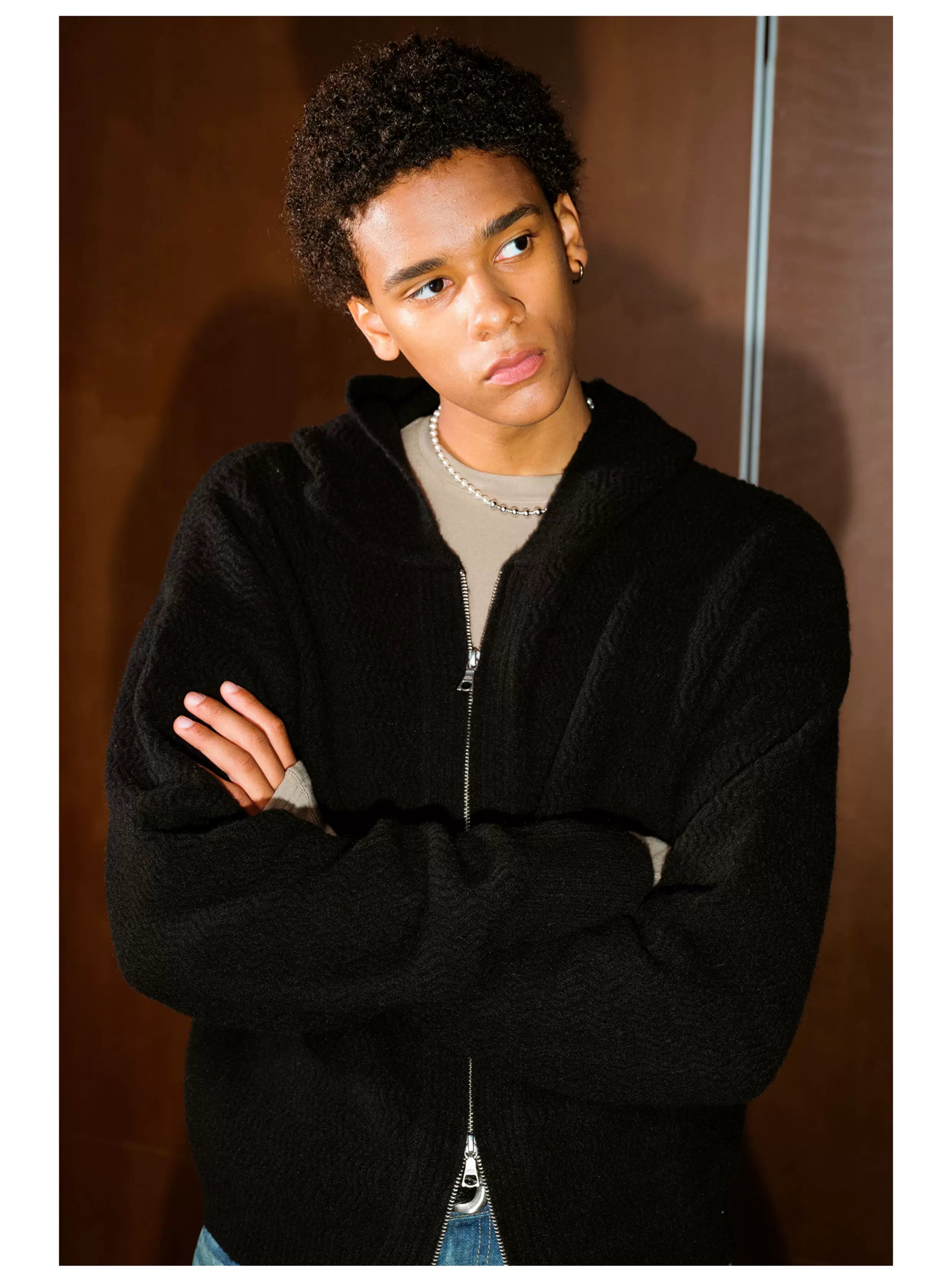 Mochafuzz Cropped Knit Hoodie