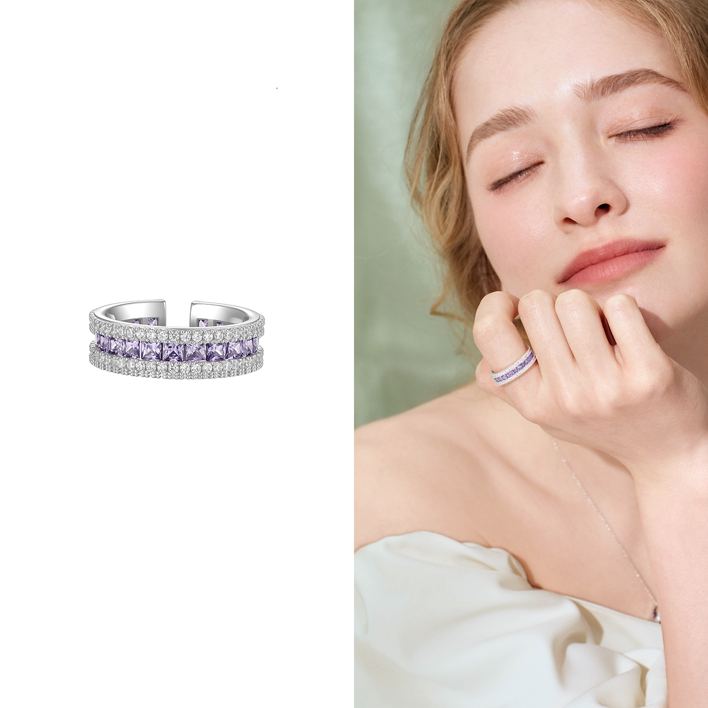 Rotating Crystal Band Ring - view 4