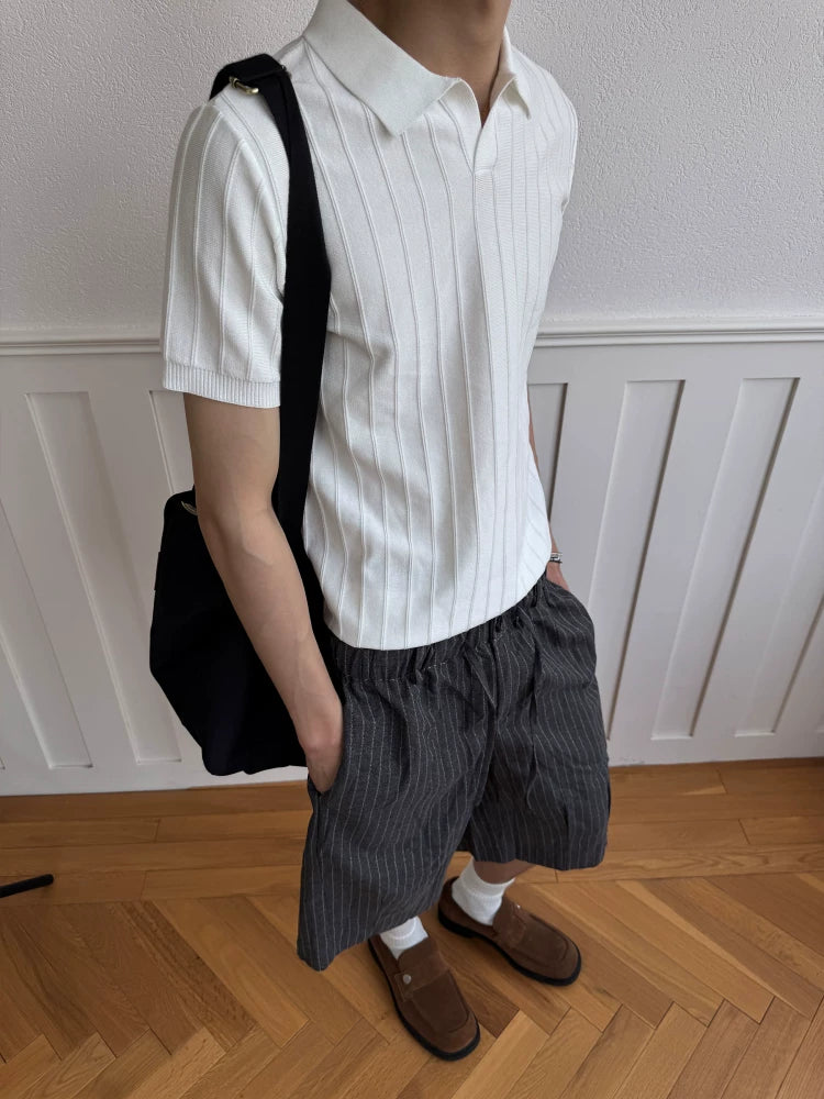 Arden Ribbed Knit Polo Shirt