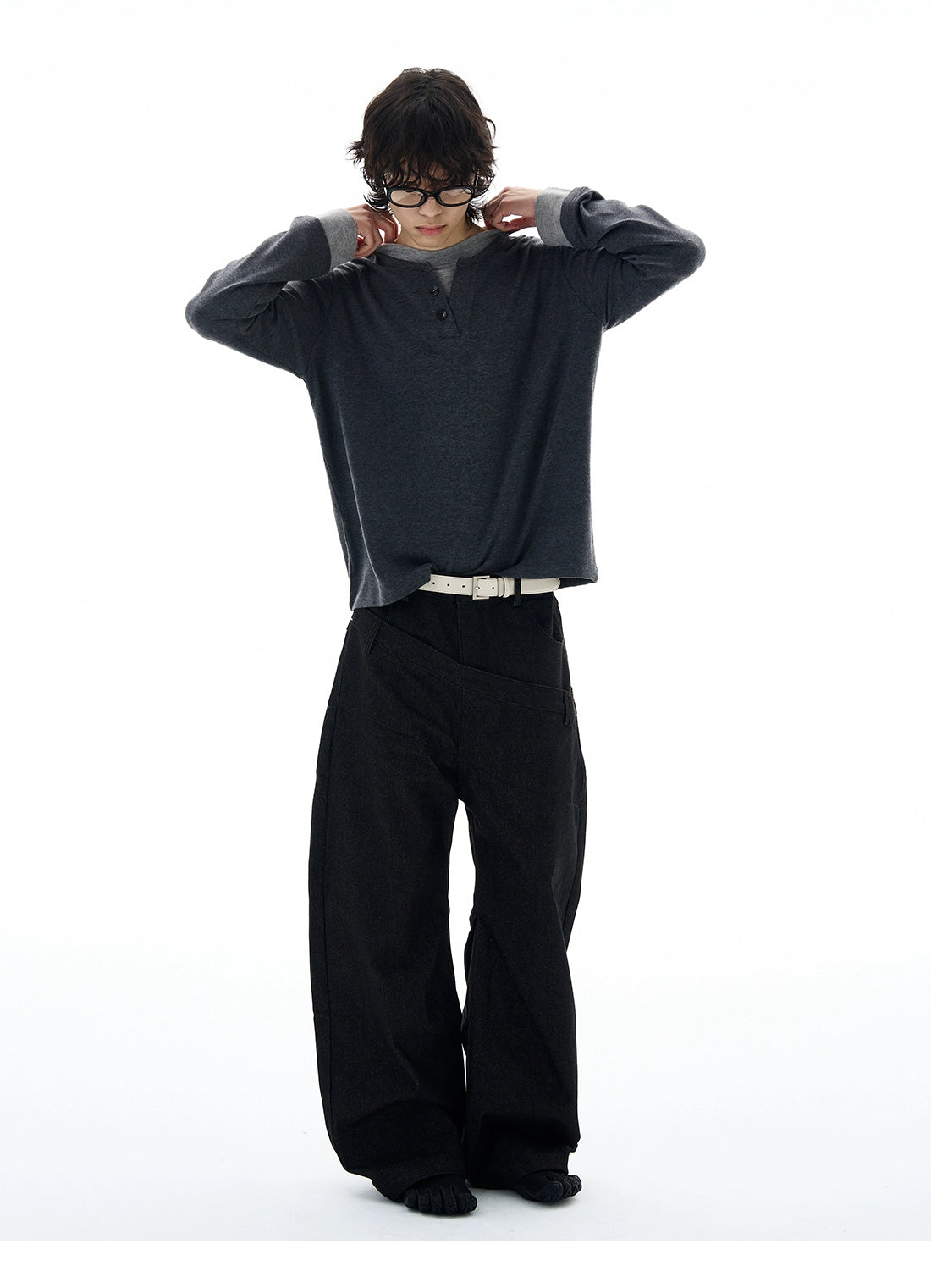 Contrast Henley Long Sleeve