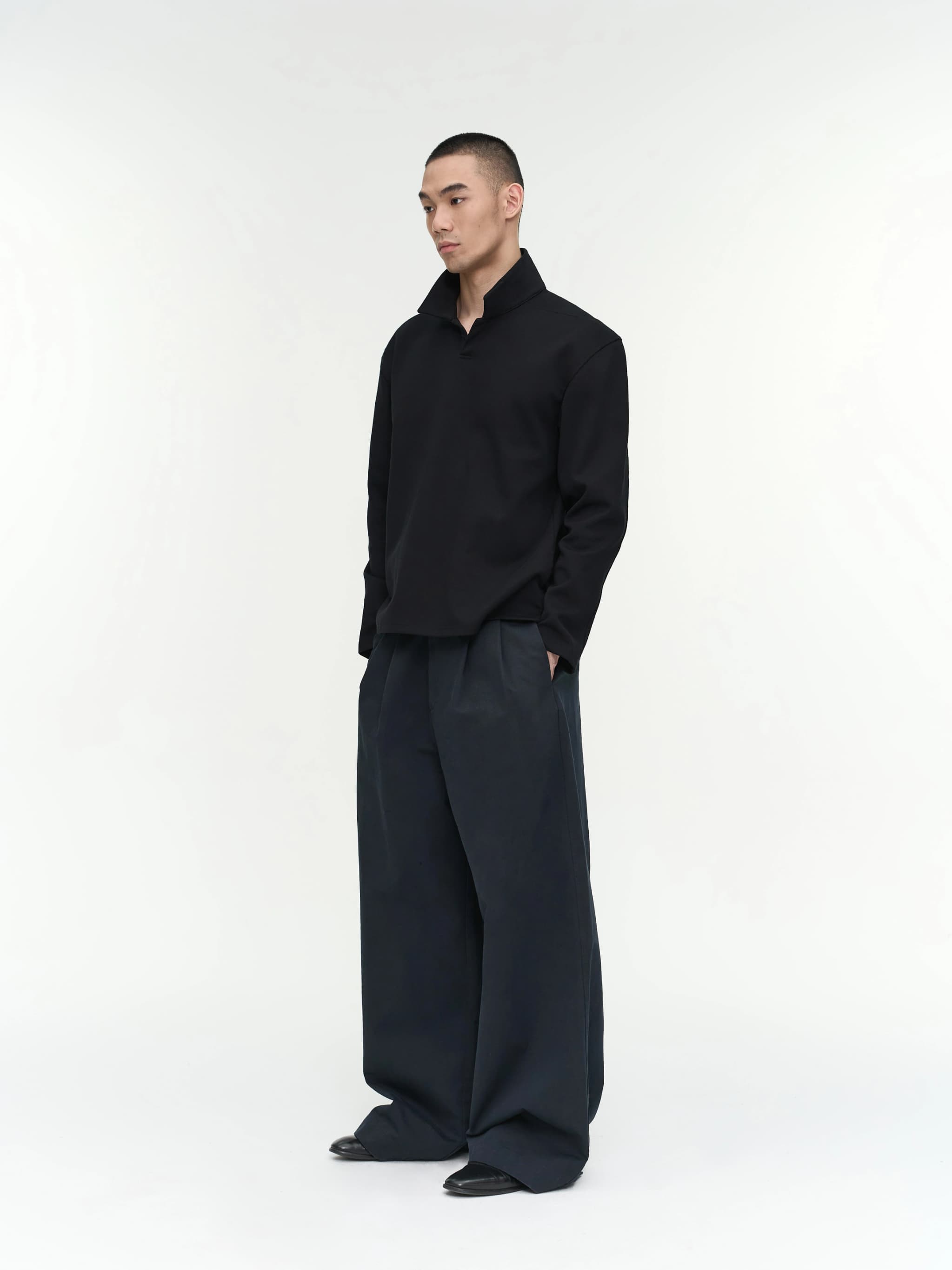 Double-Pleated Wide-Leg Pants