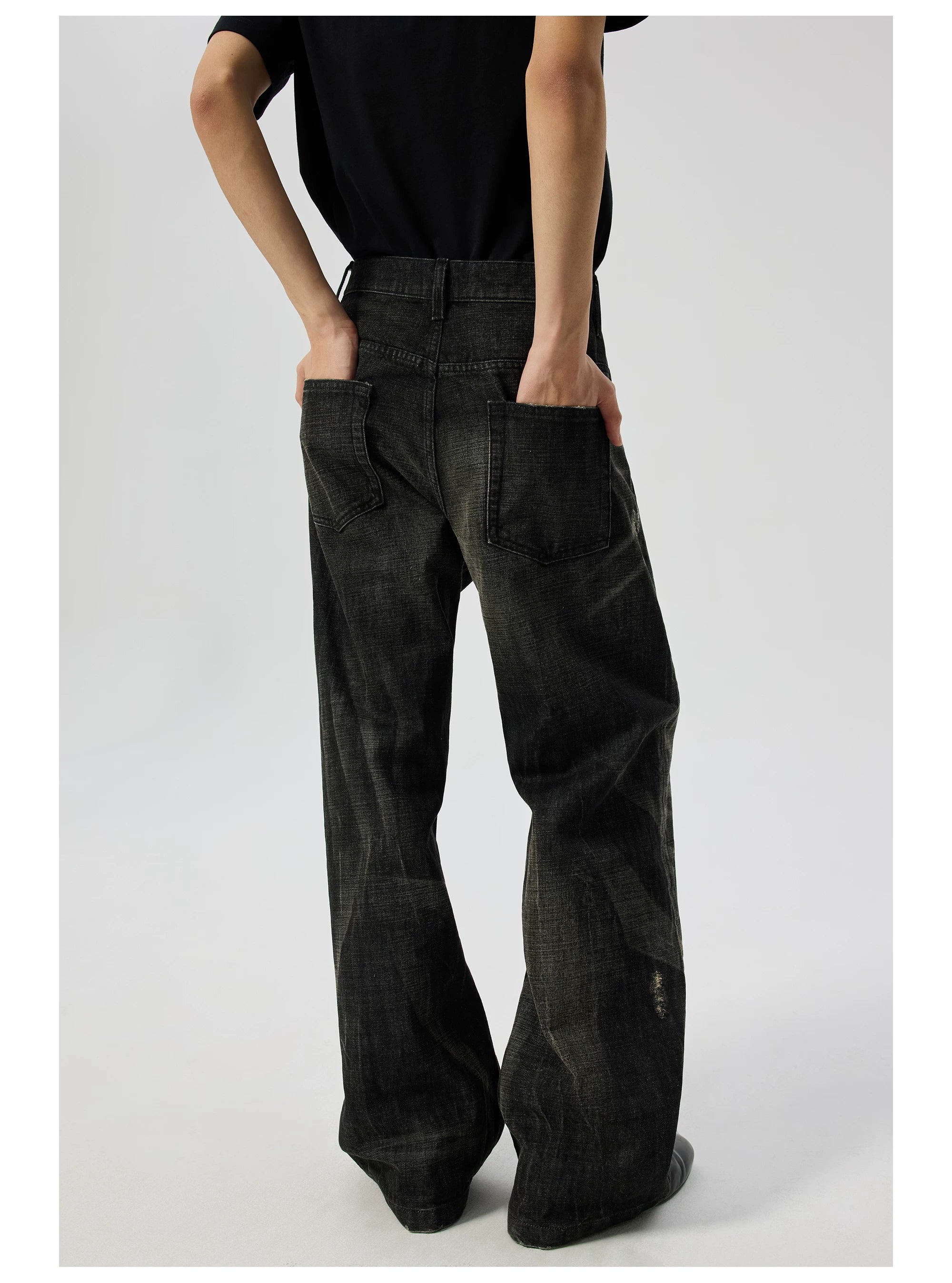 Nightscar Distressed Wide-Leg Jeans