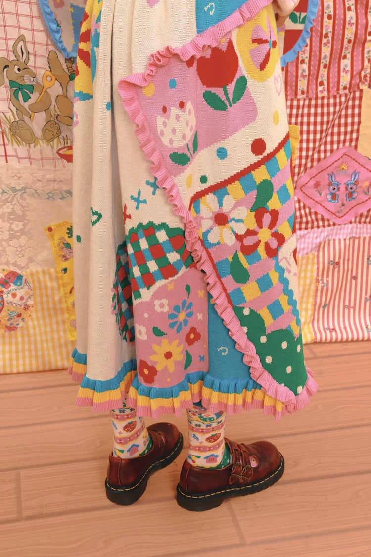 Sweet Summer Garden Ruffle Knit Skirt