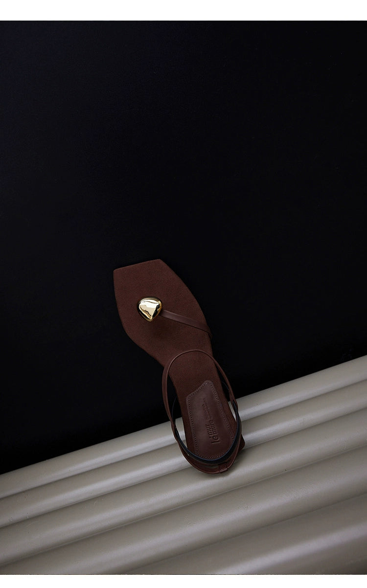 Brown Pointed Toe Slingback Flats