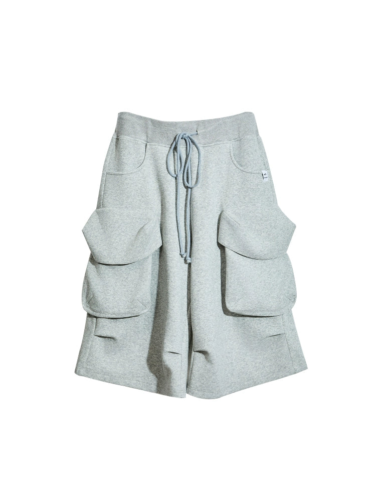 Loose Fit Drawstring Cargo Bermuda Length Shorts