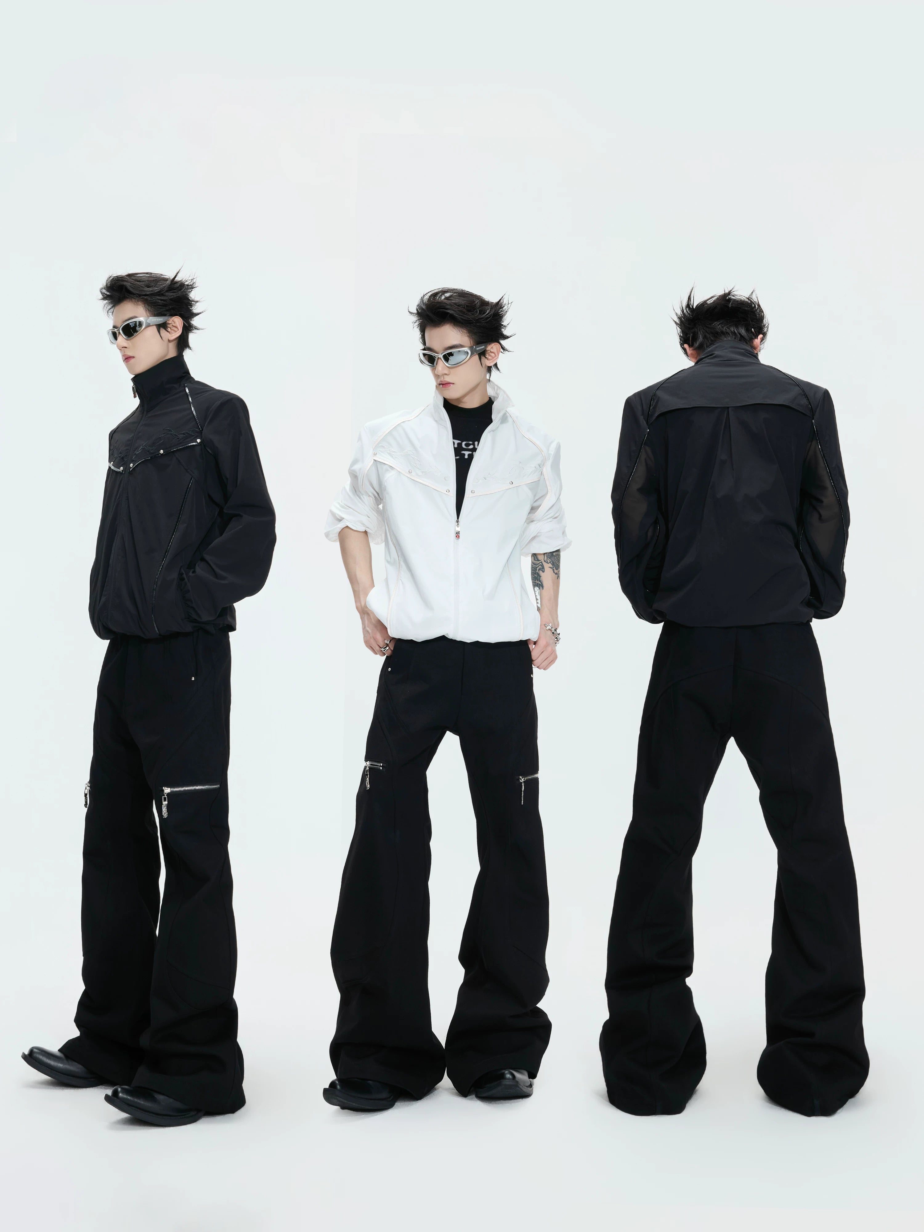 Embroidered Yoke Zip Front Windbreaker