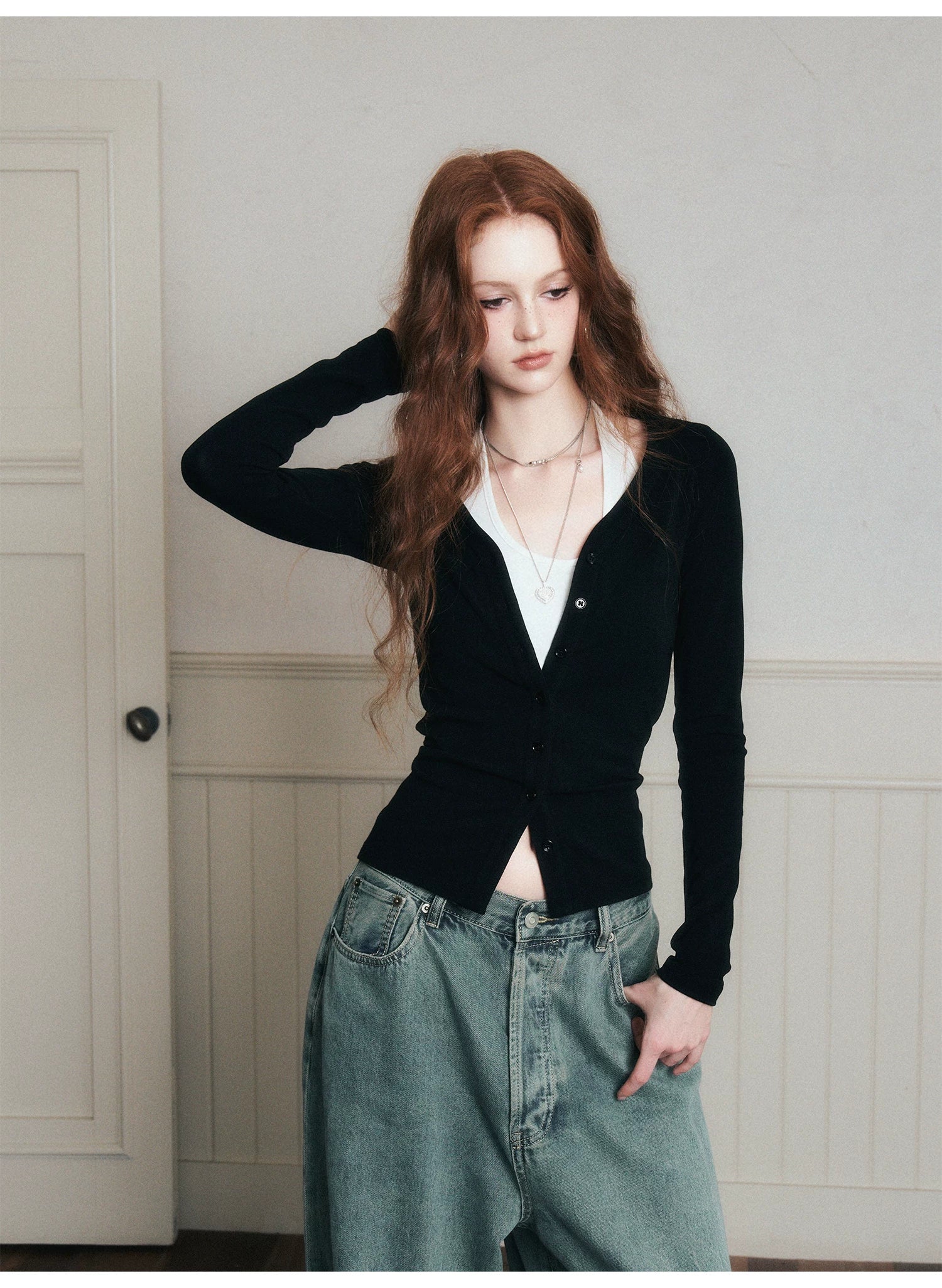 Ink Muse Ruched Cardigan Top
