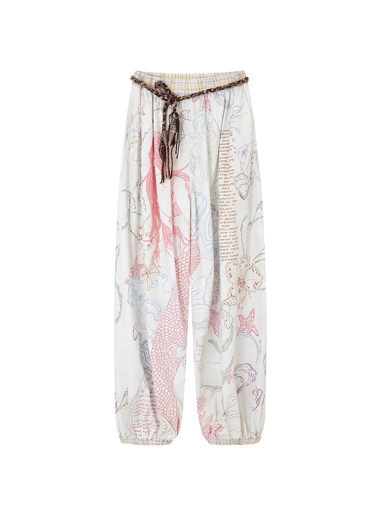 Pink Floral Print Wide Leg Pants