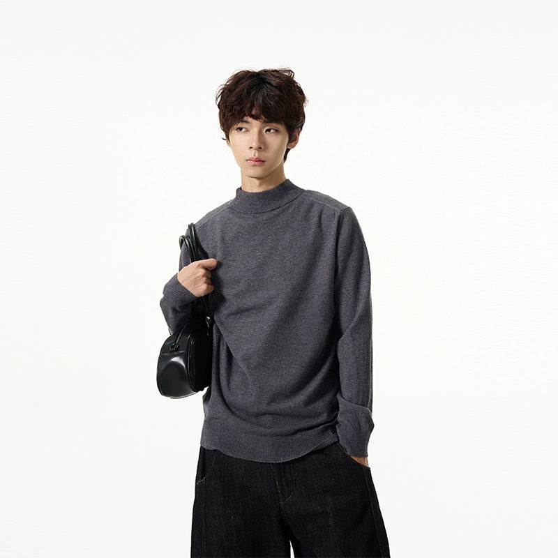 Minimalist Mock Neck Knit Sweater
