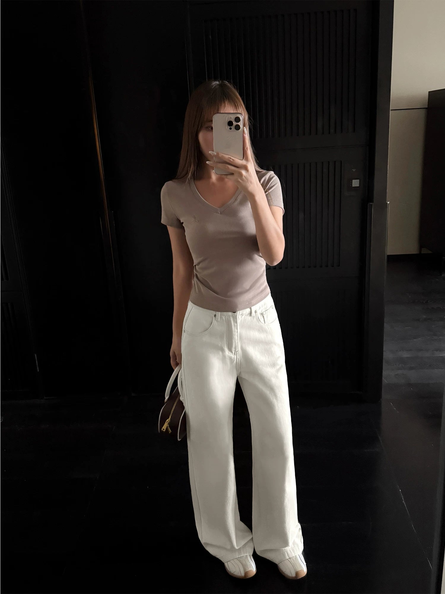 Cloudline Wide-Leg Cream Denim Pants