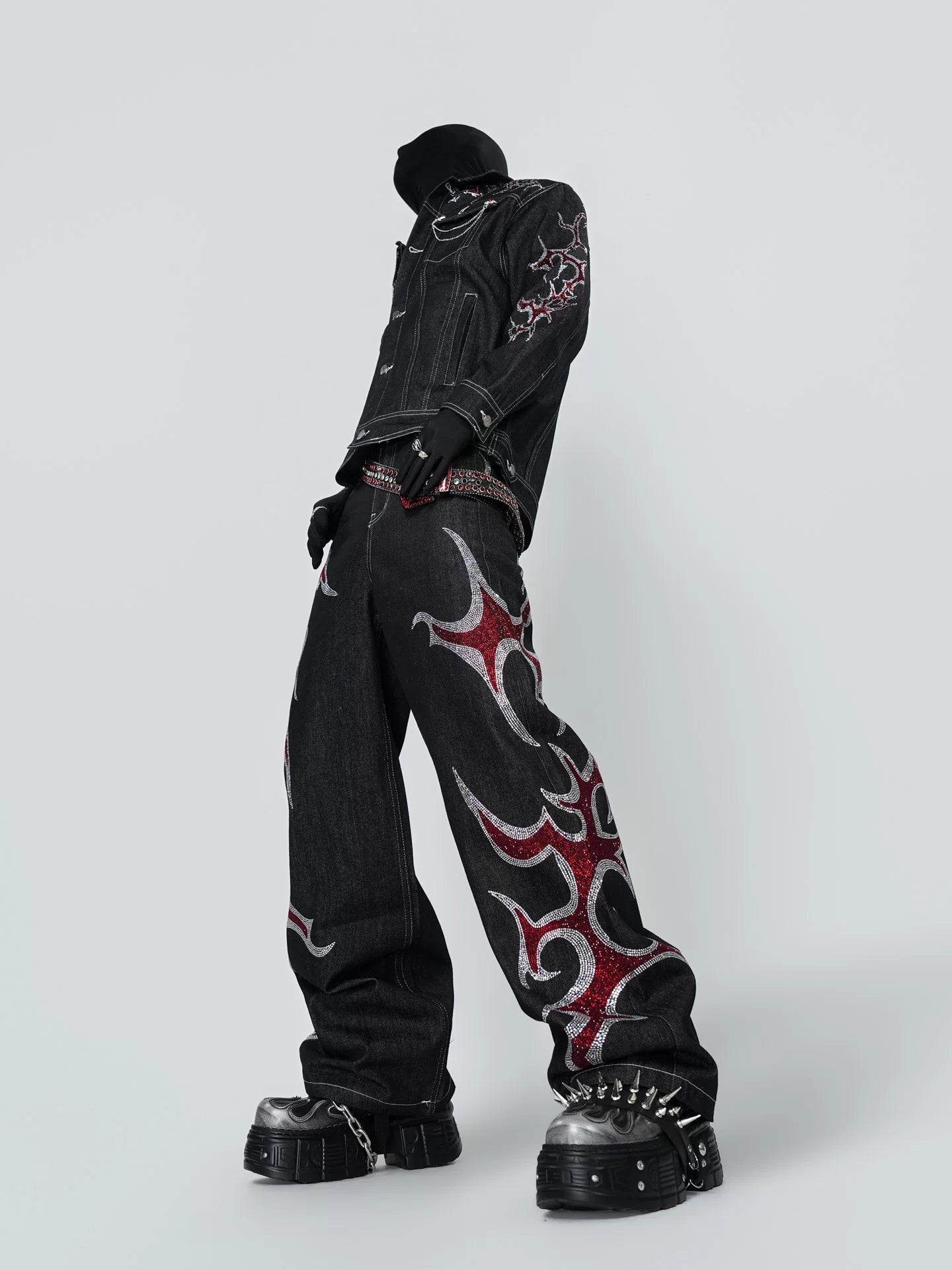Crimson Inferno Sigil Flame Denim