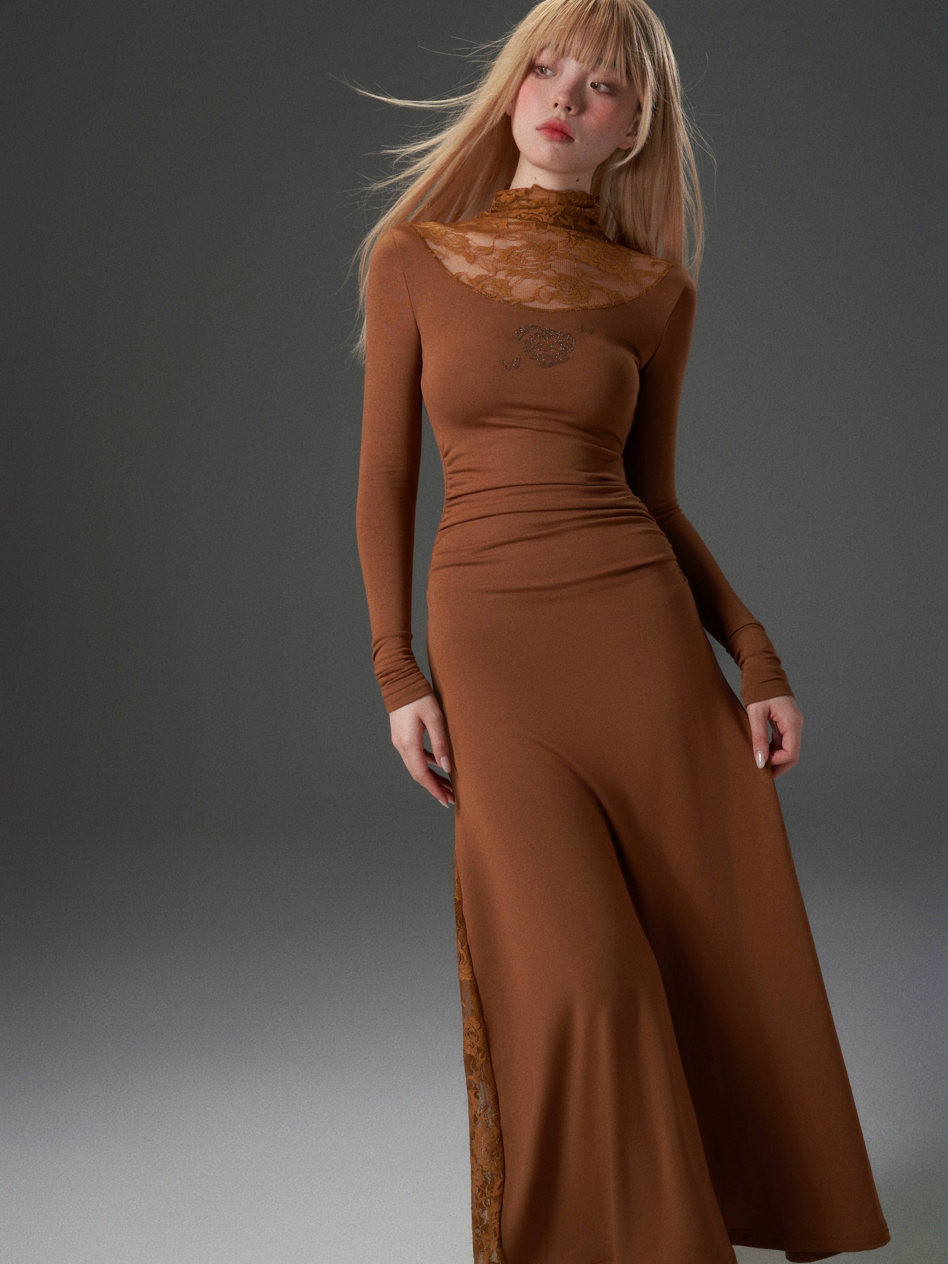 Caramel Turtleneck Gown