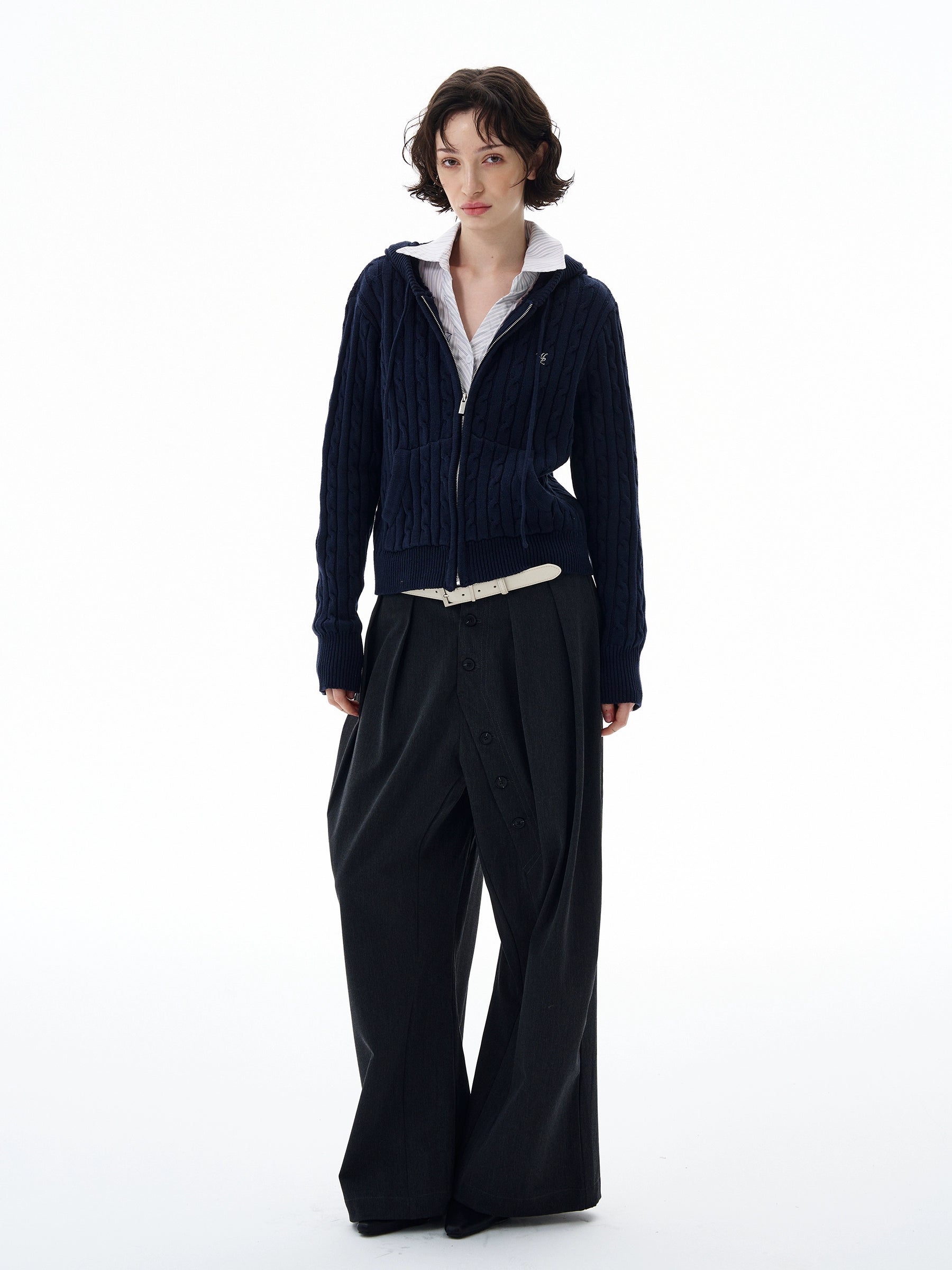 Noir Knit Zip Hoodie