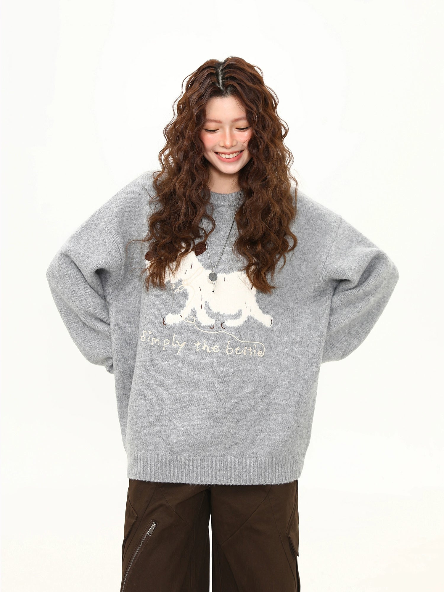Snowy Pup Bestie Knit Sweater