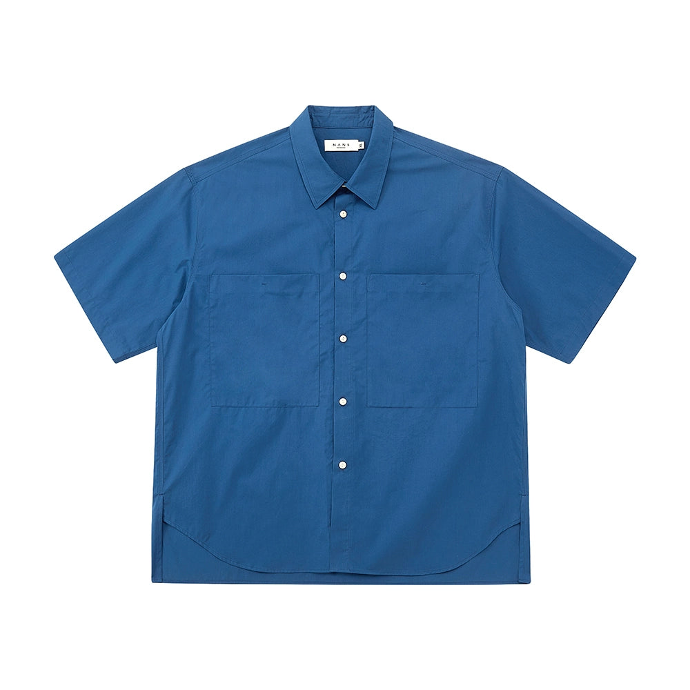 Square Collar Patch Pocket Short Sleeve Shirt