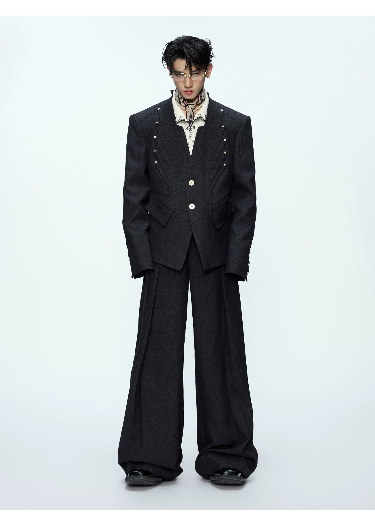 Oversized Black Wide-Leg Suit