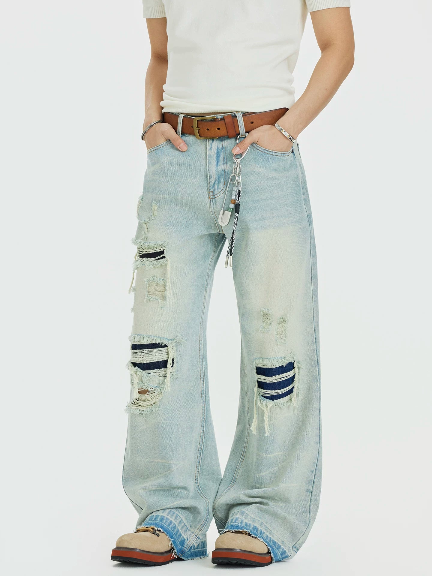 Tidal Rip Patchwork Wide Jeans