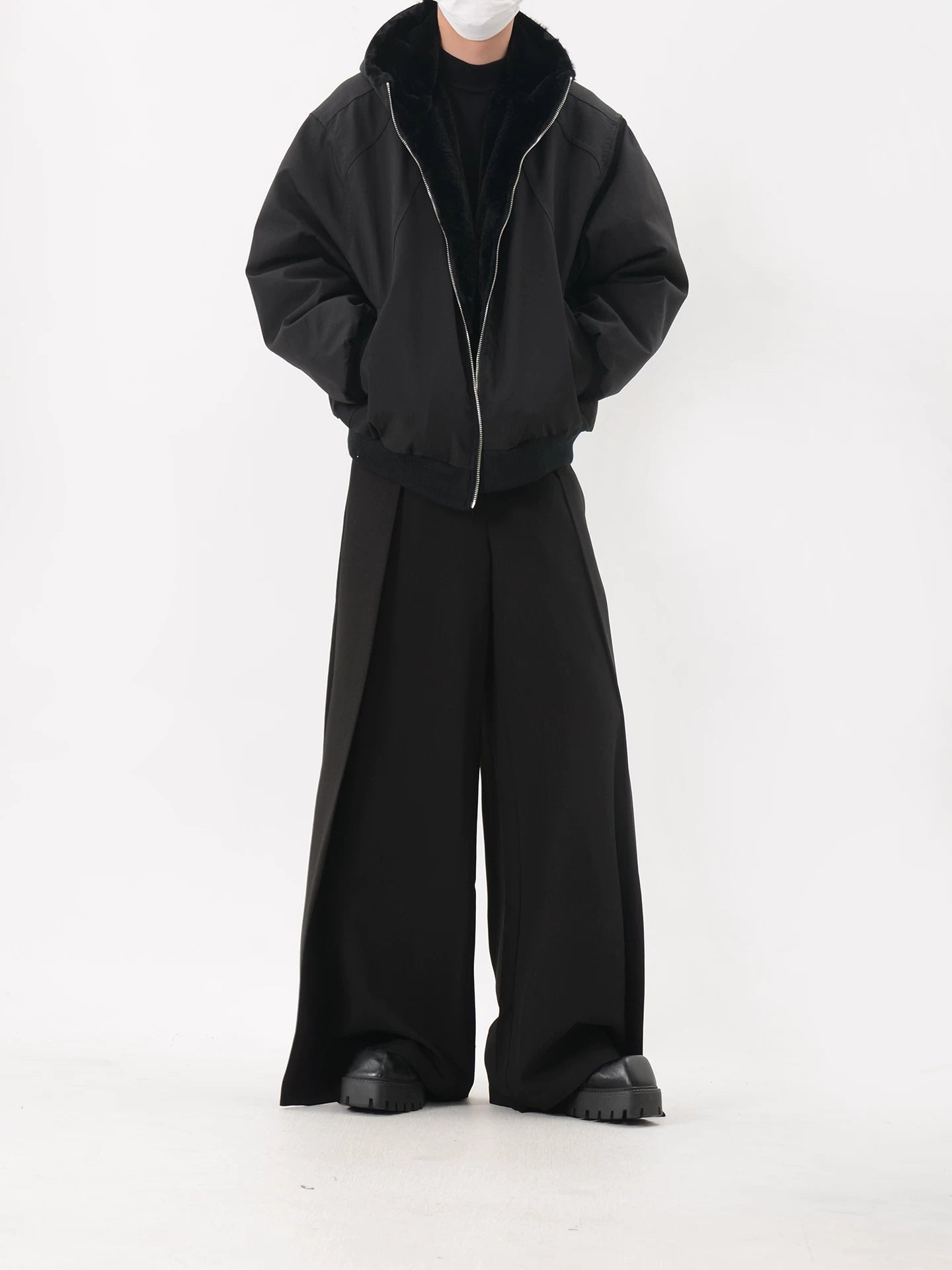 Hooded Zip-up Reversible Cotton Coat