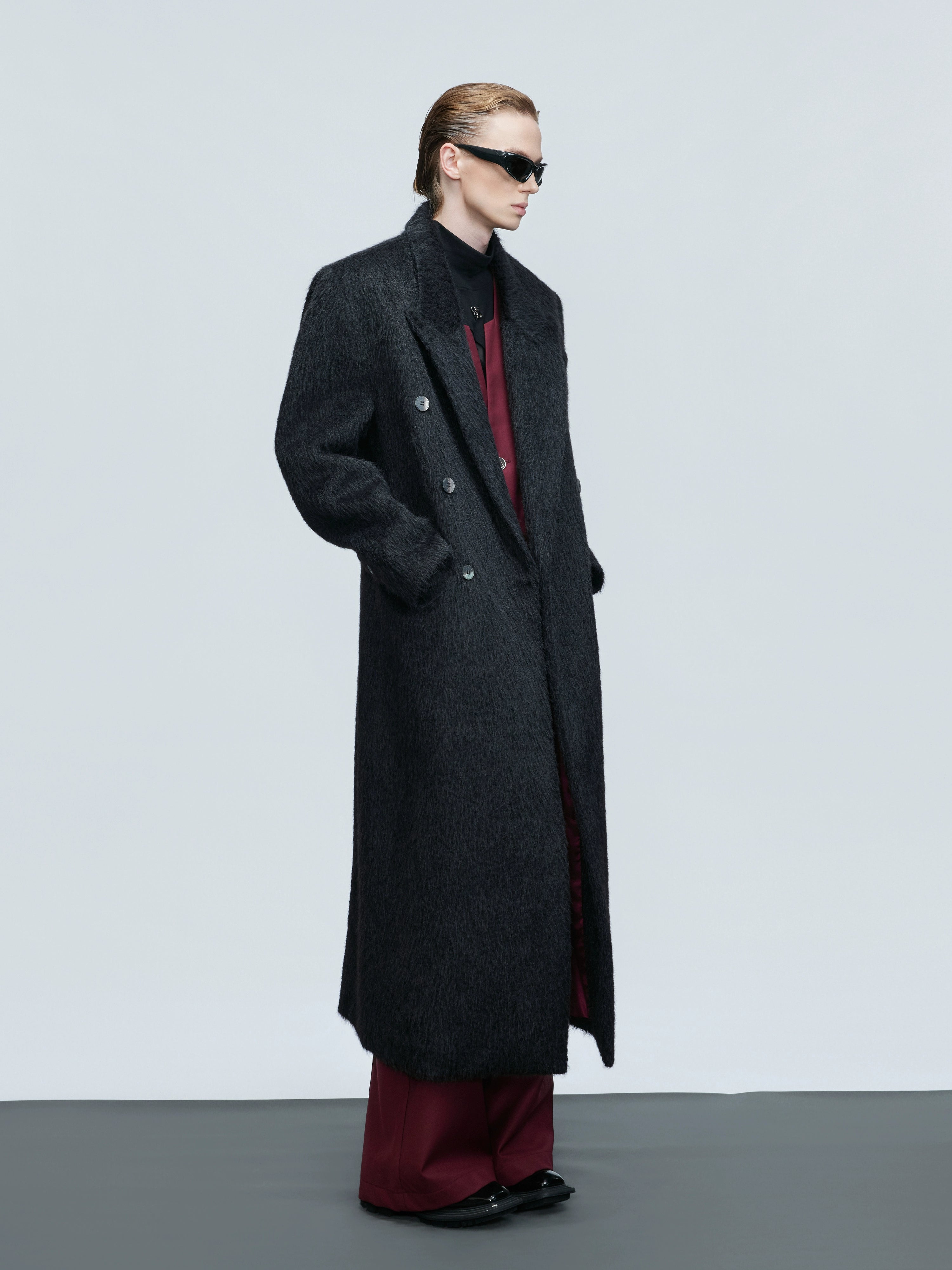 Obsidian Long Mohair Overcoat