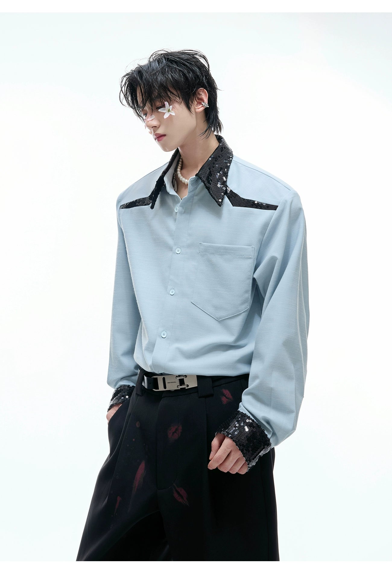 Sequin Trim Party Shirt
