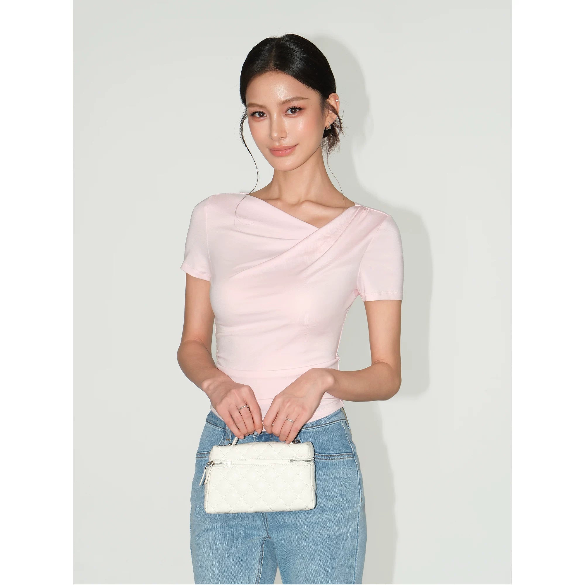 Asymmetric Off Shoulder Ruched Top