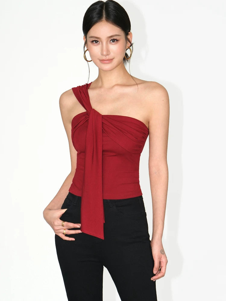 Asymmetric Draped One Shoulder Top