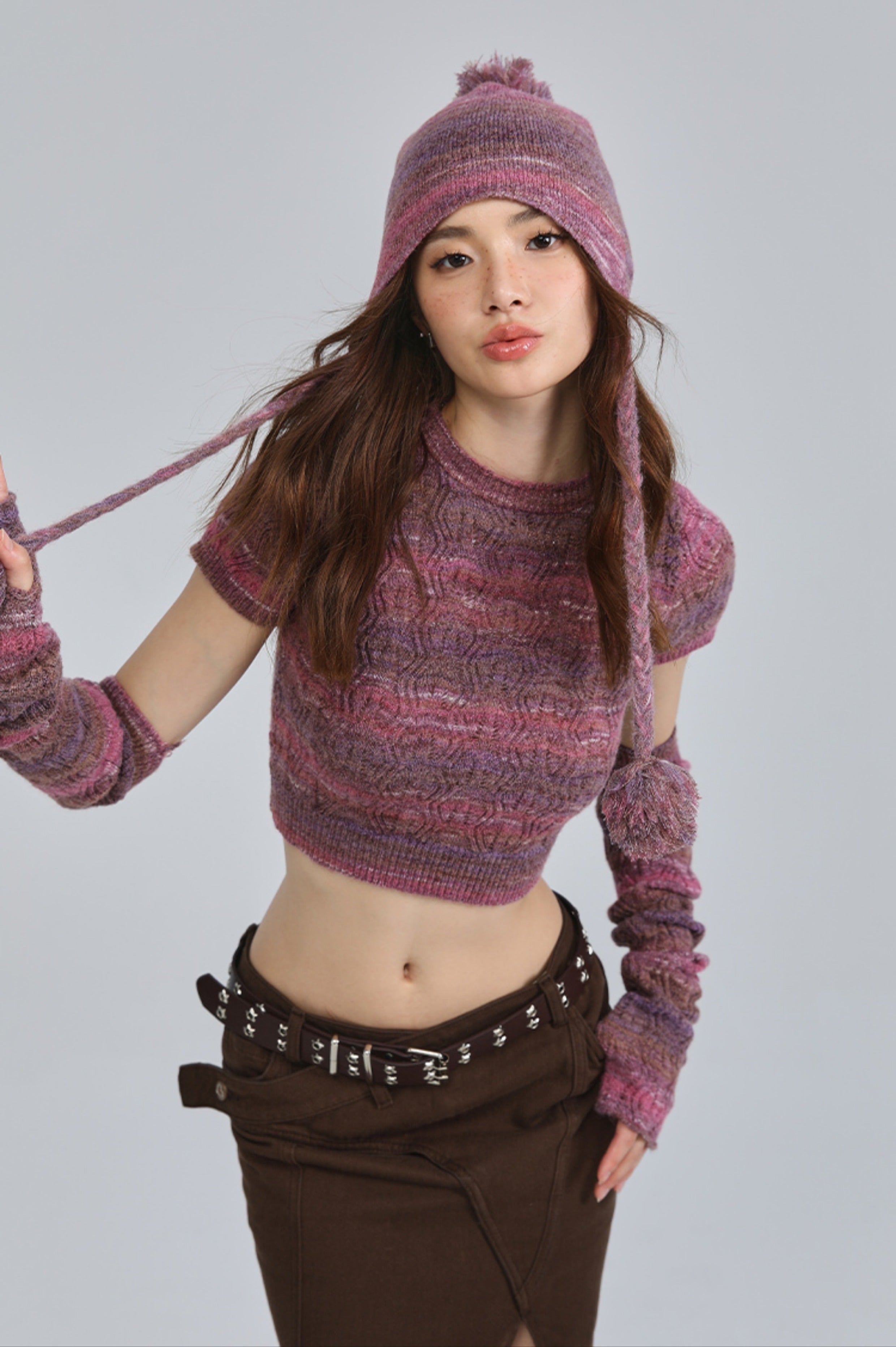 Winter Knit Crop with Arm Warmer Sleeves