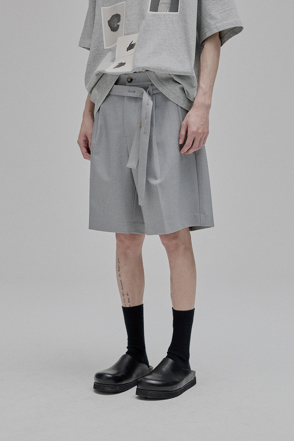 Draped Drawstring Mid-Length Shorts