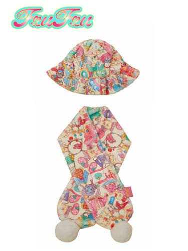 Cute Cartoon Print Hat And Scarf Set - chiclara