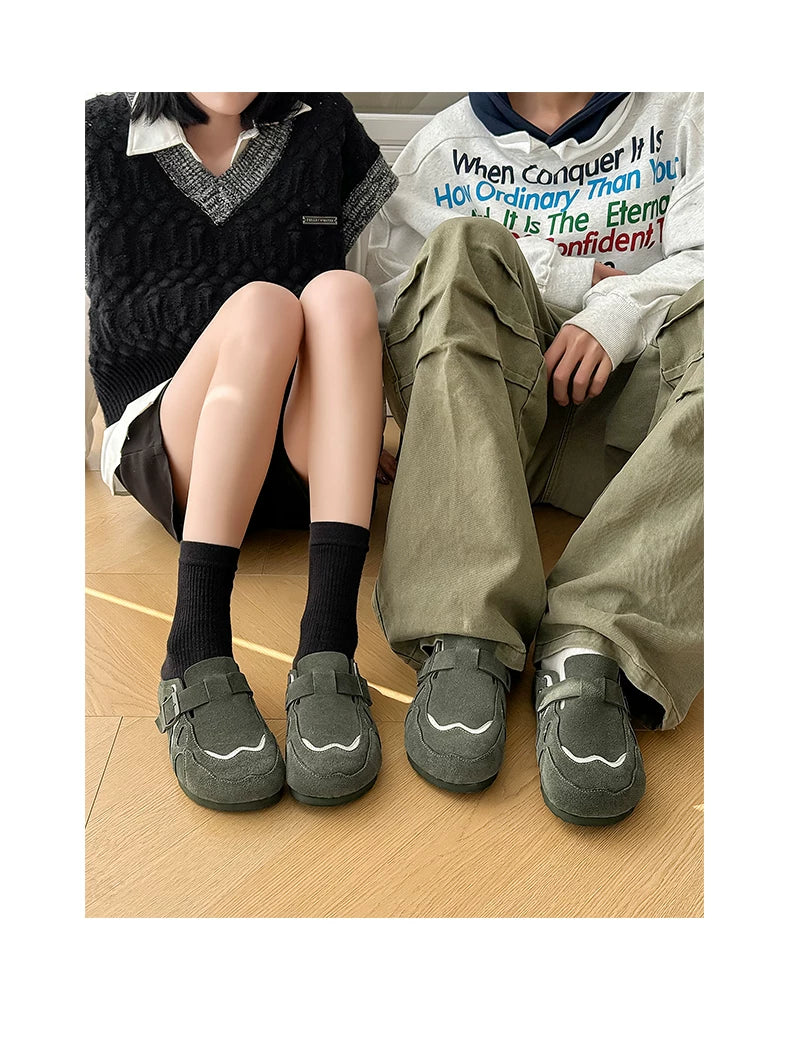 Suede Buckle Cork Footbed Clogs