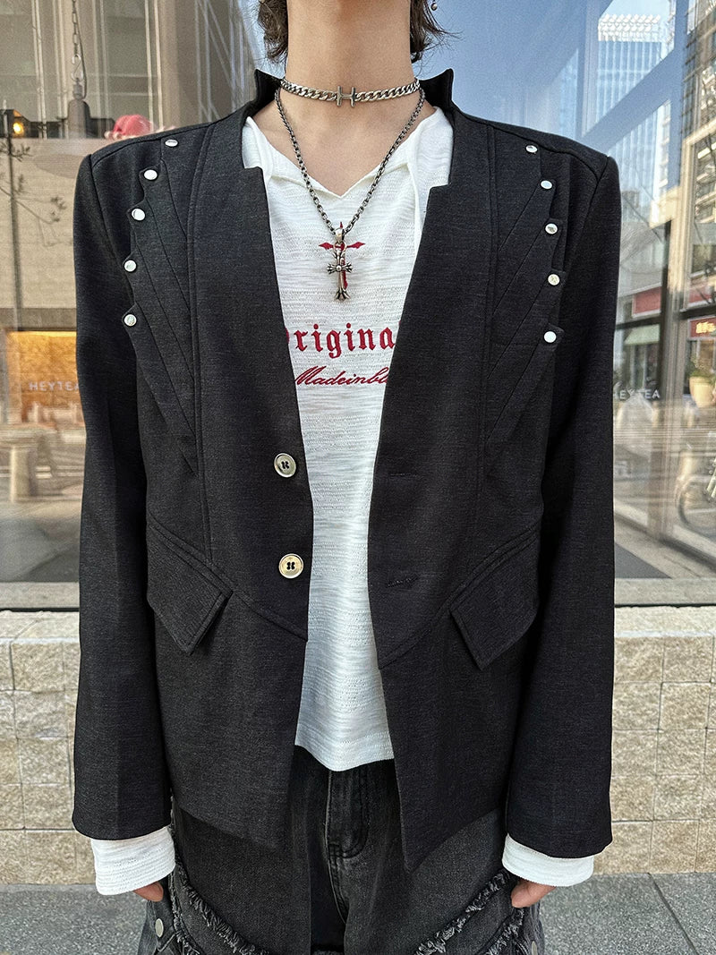 Spire Line Stud-Trace Cropped Blazer