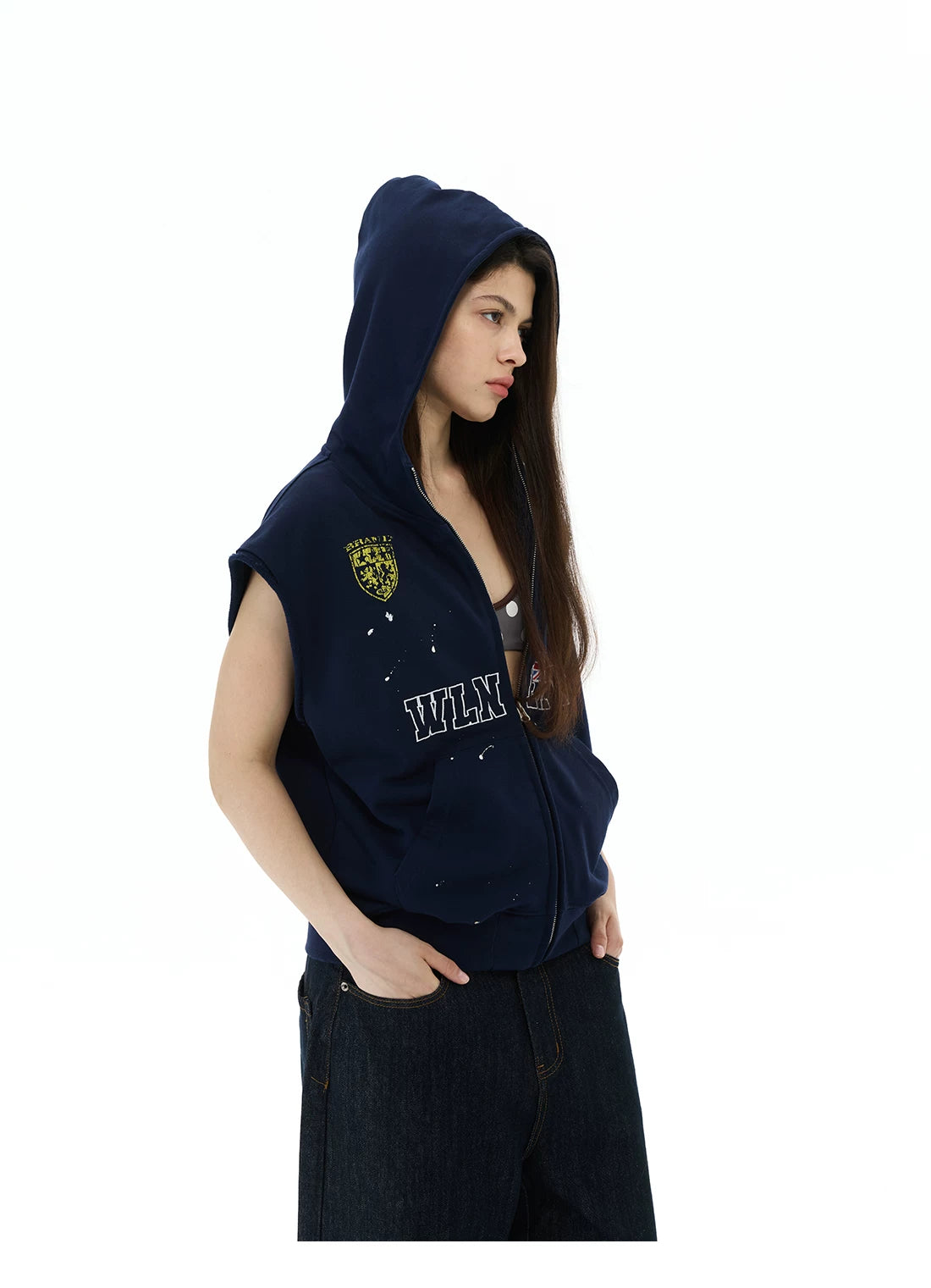 Union Crest Sleeveless Zip Hoodie