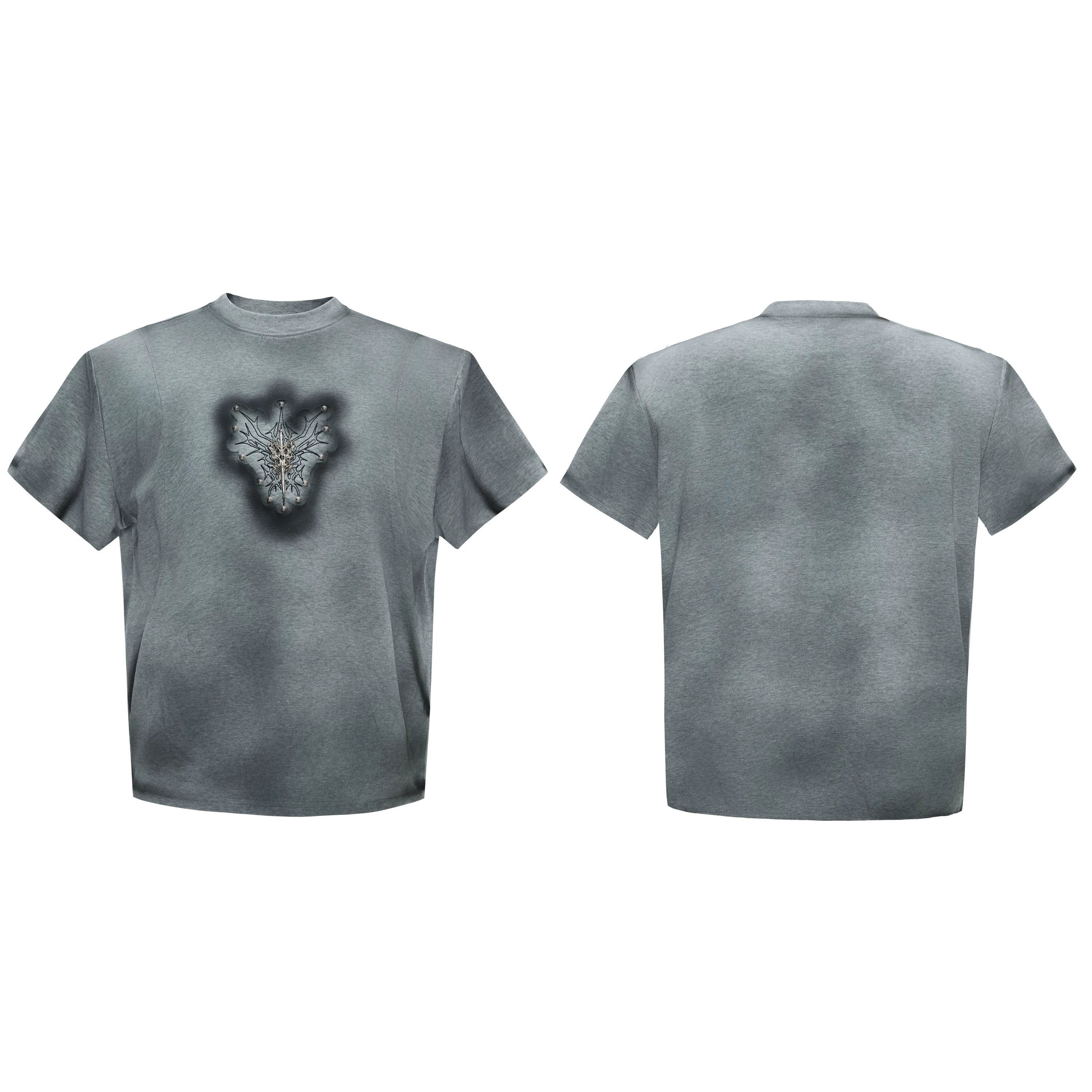 Airbrushed Emblem Graphic Crewneck T Shirt