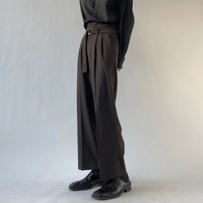 Black Wide Leg Belted Trousers
