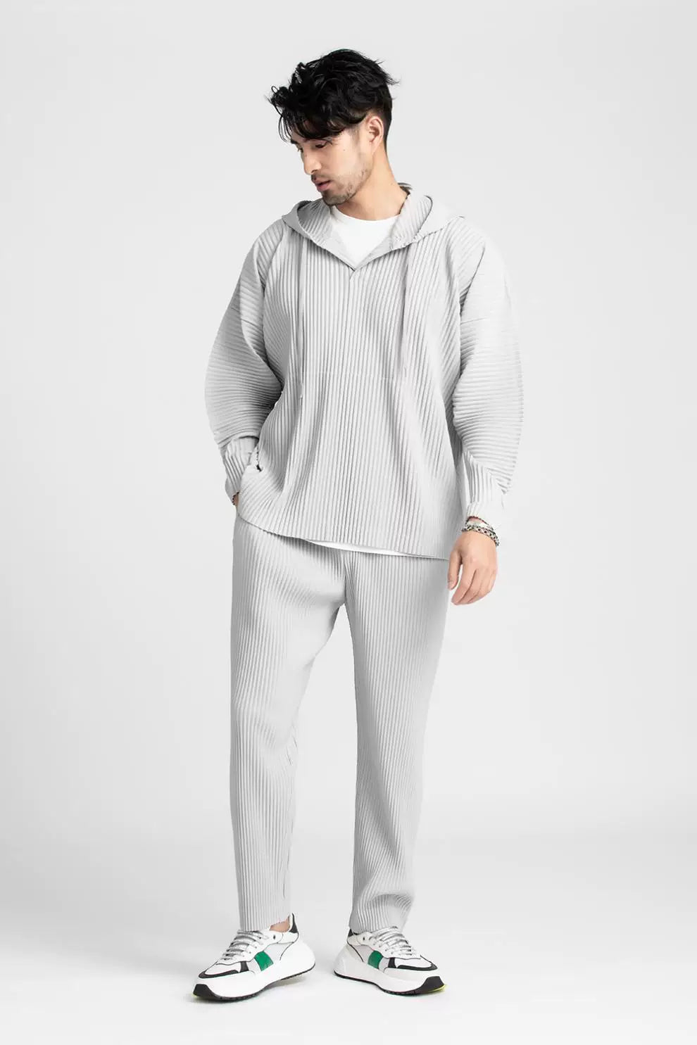 Glacier Wave Pleated Hoodie
