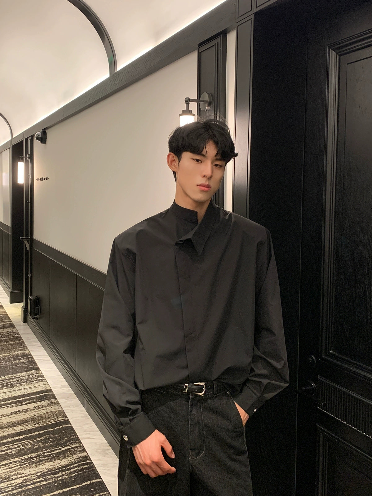 Asymmetric Collar Dress Shirt