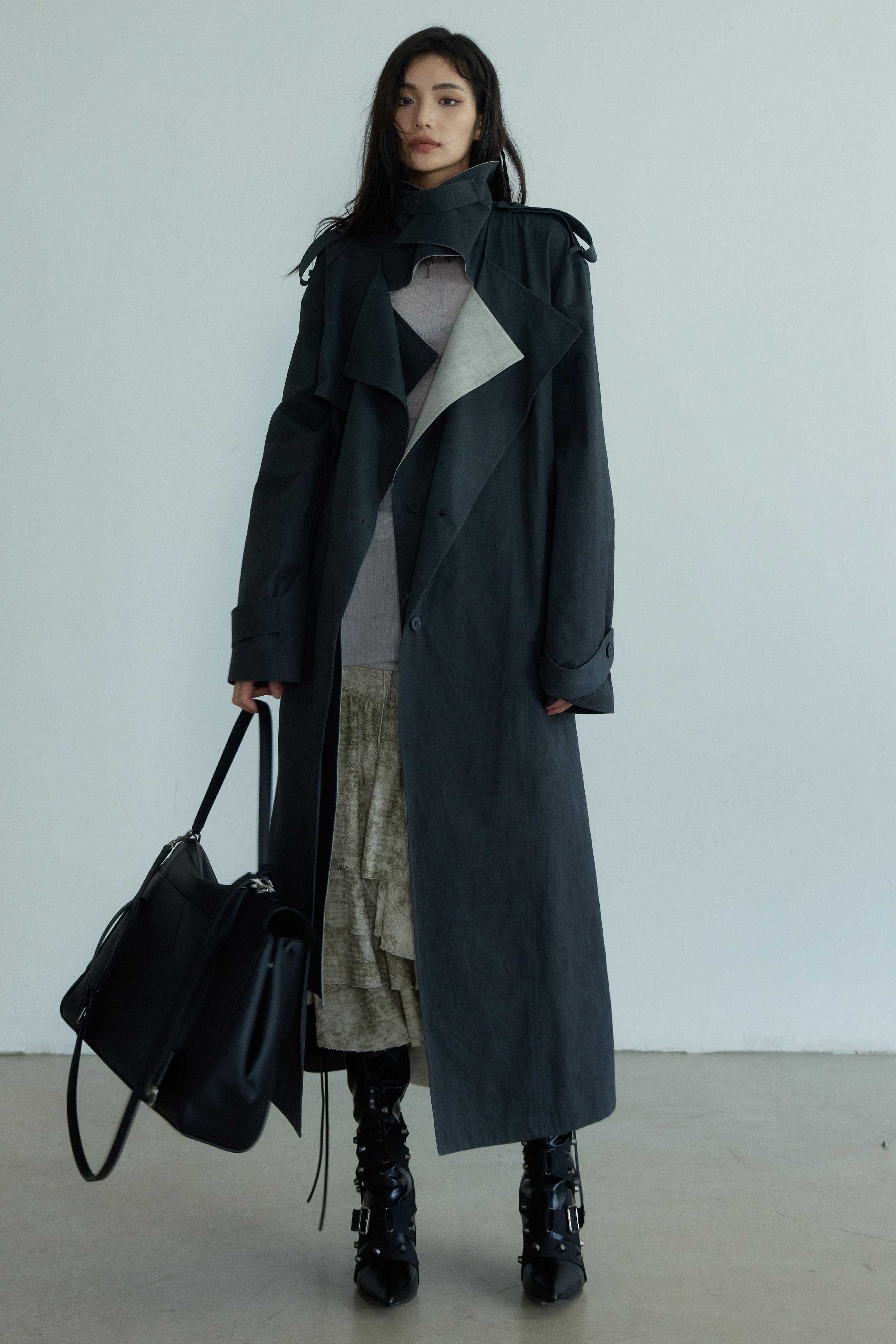 Two-Tone Oversized Trench Coat