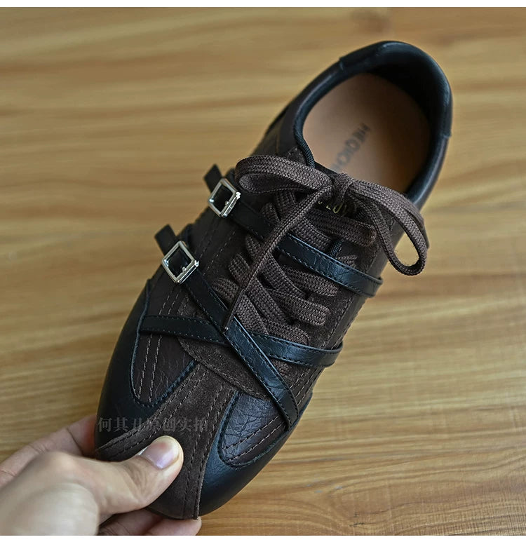 Noira Buckle-Strap Retro Sneakers