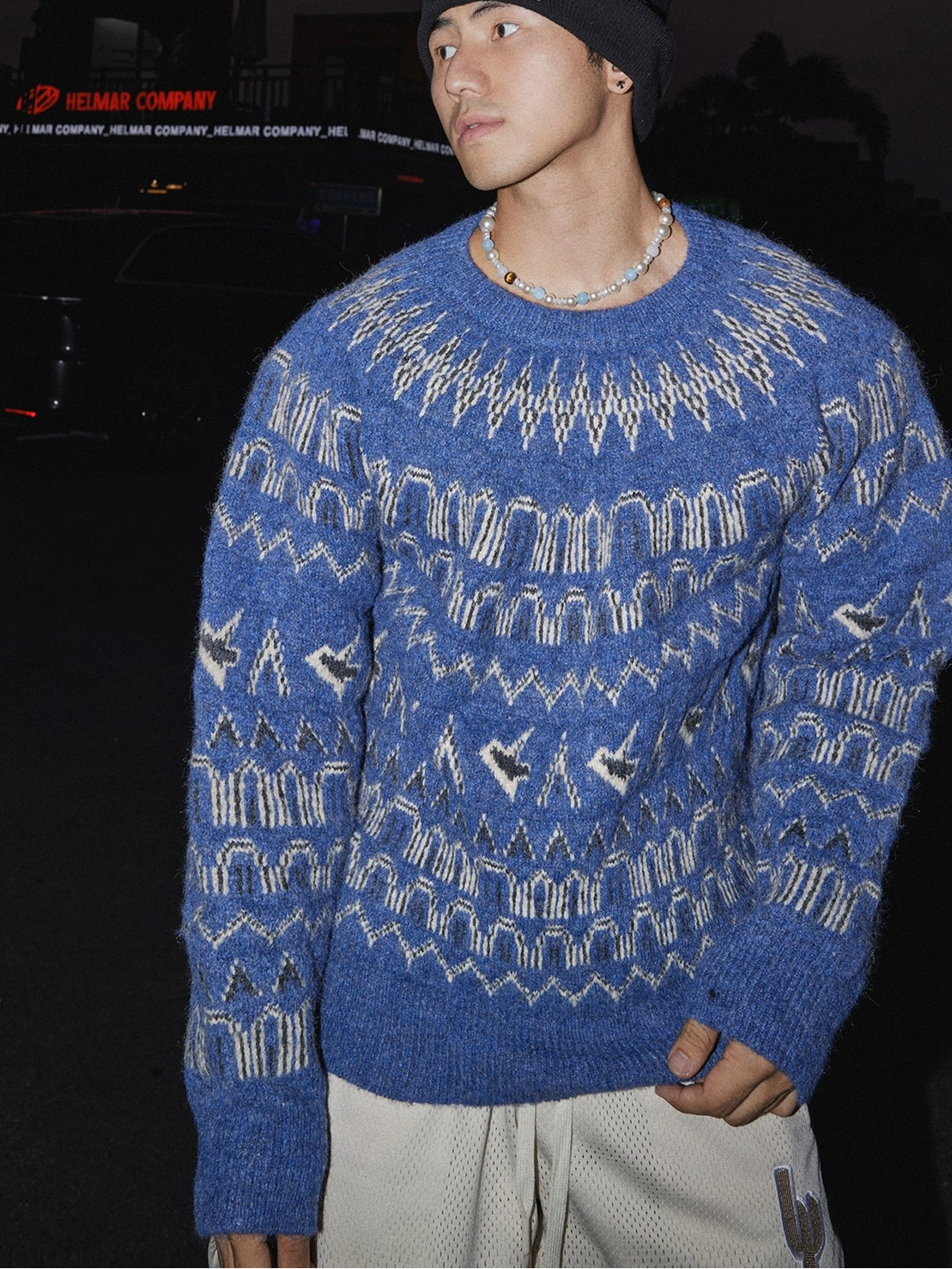 Geometric Jacquard Knit Sweater