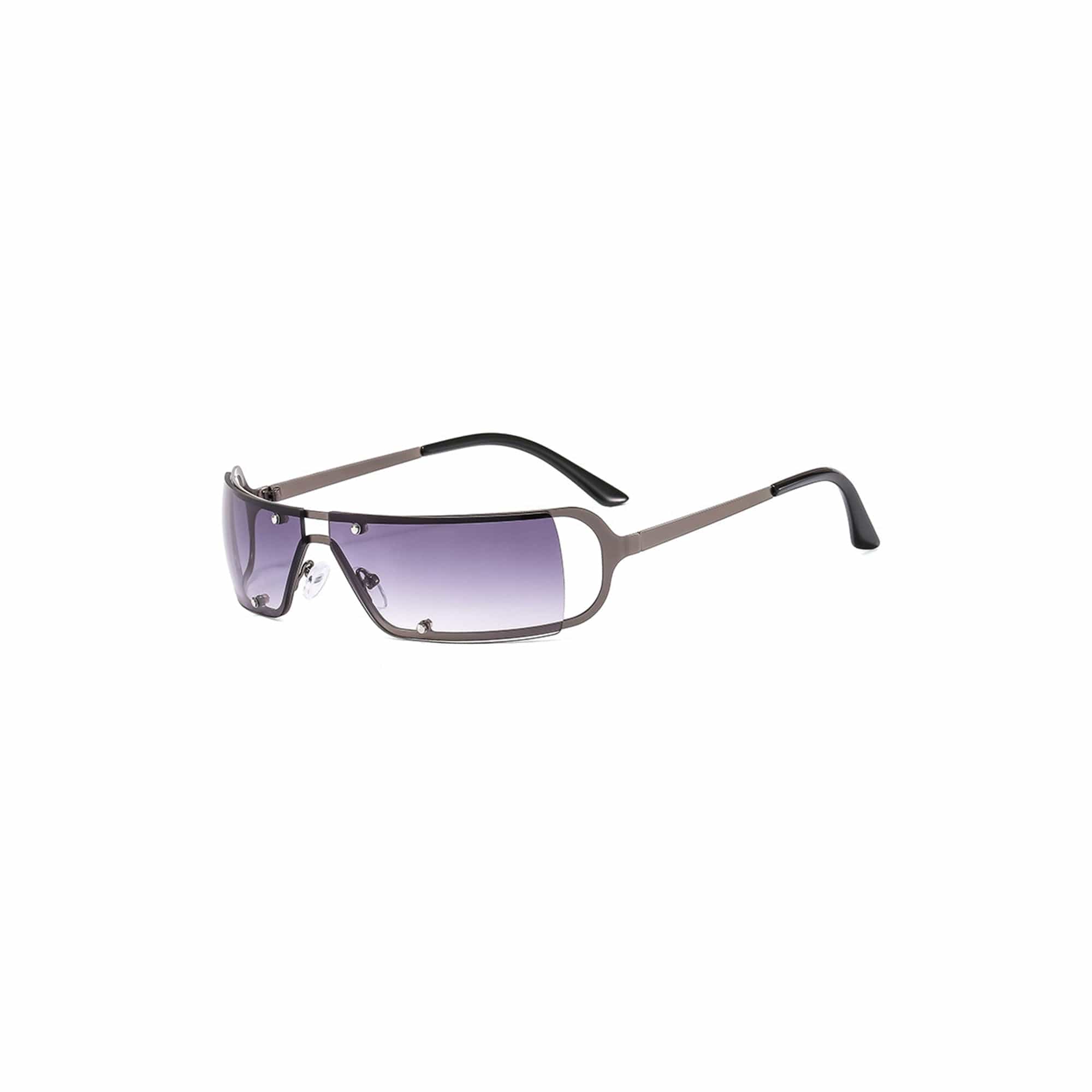 Rivet-Temple Narrow Square Sunglasses - view 6