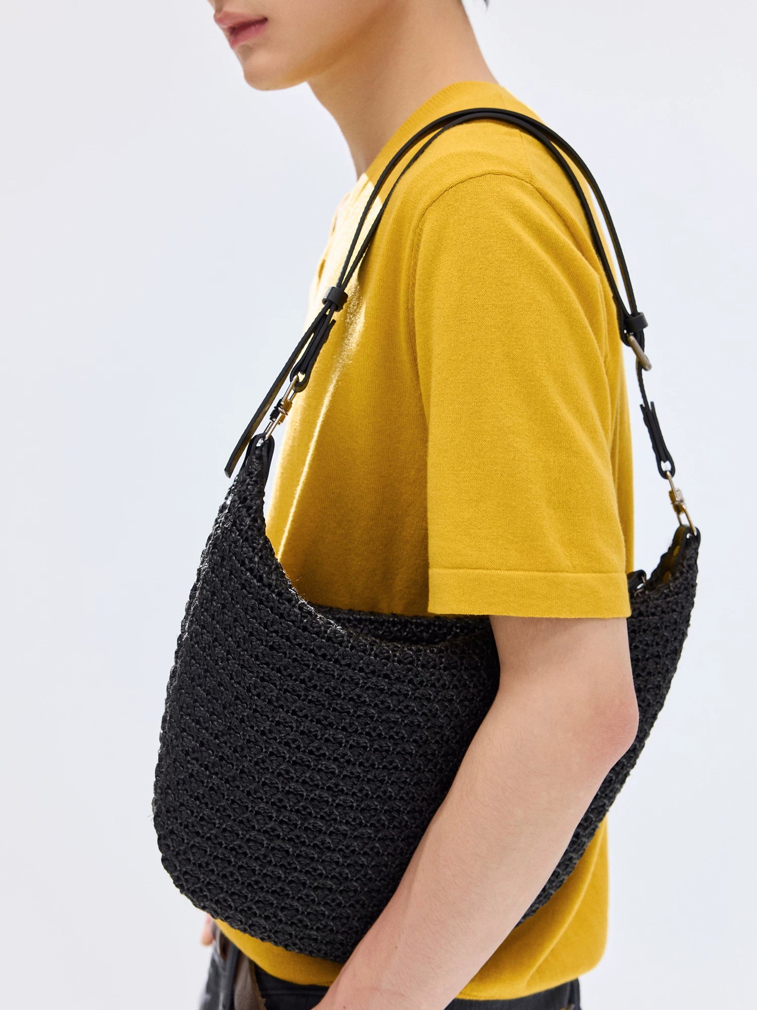 Black Woven Shoulder Bag