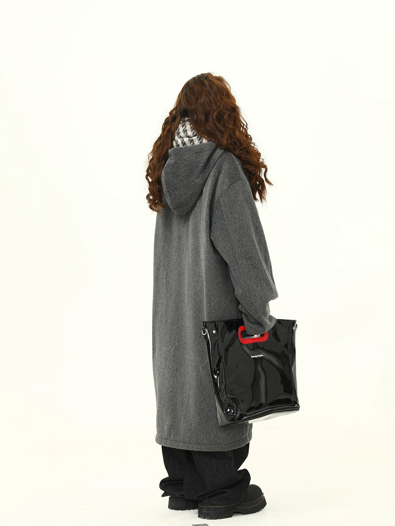 Oversized Charcoal Duffle Coat with Toggle Closures