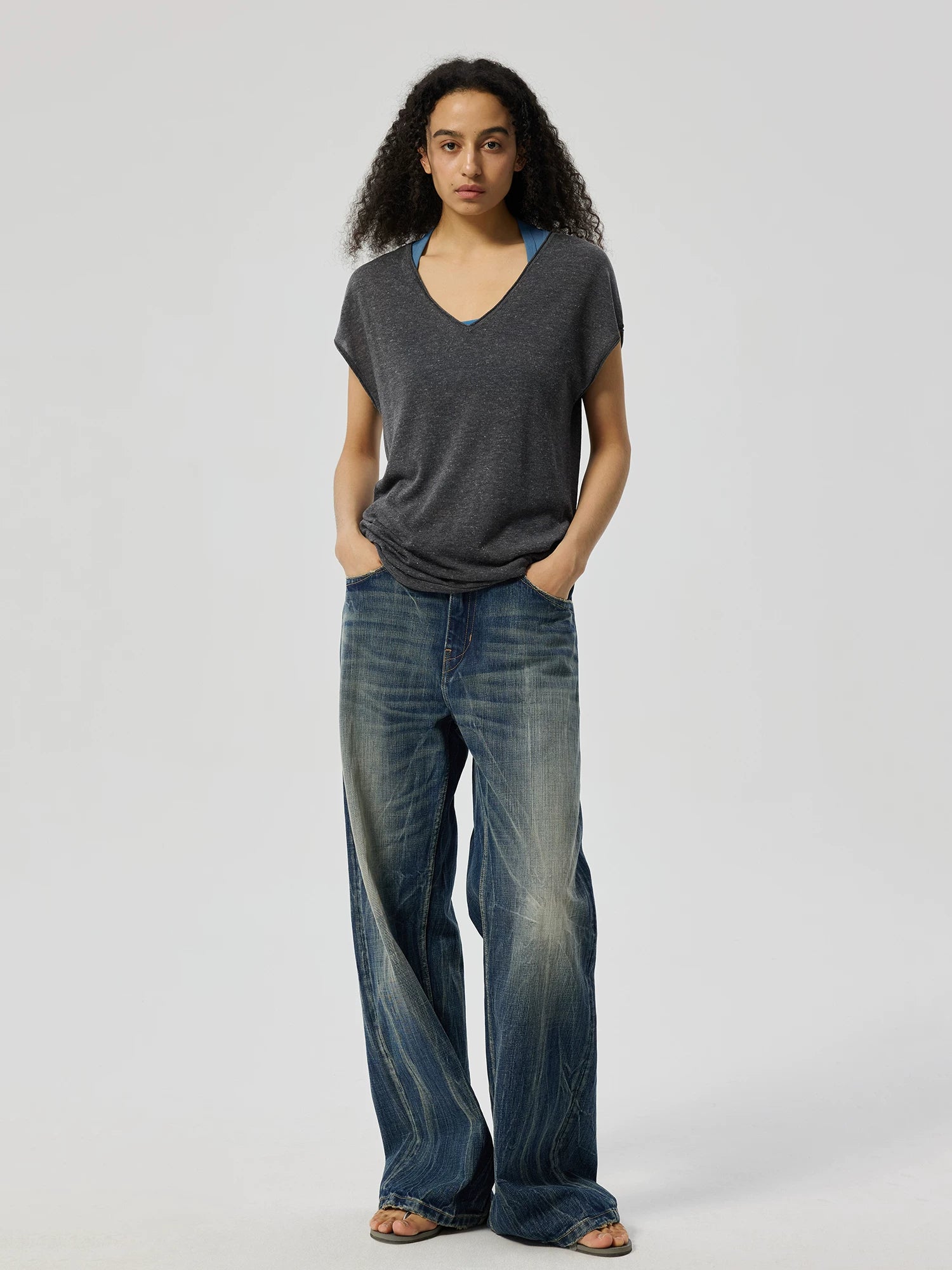 Lightning Wash Wide-Leg Jeans