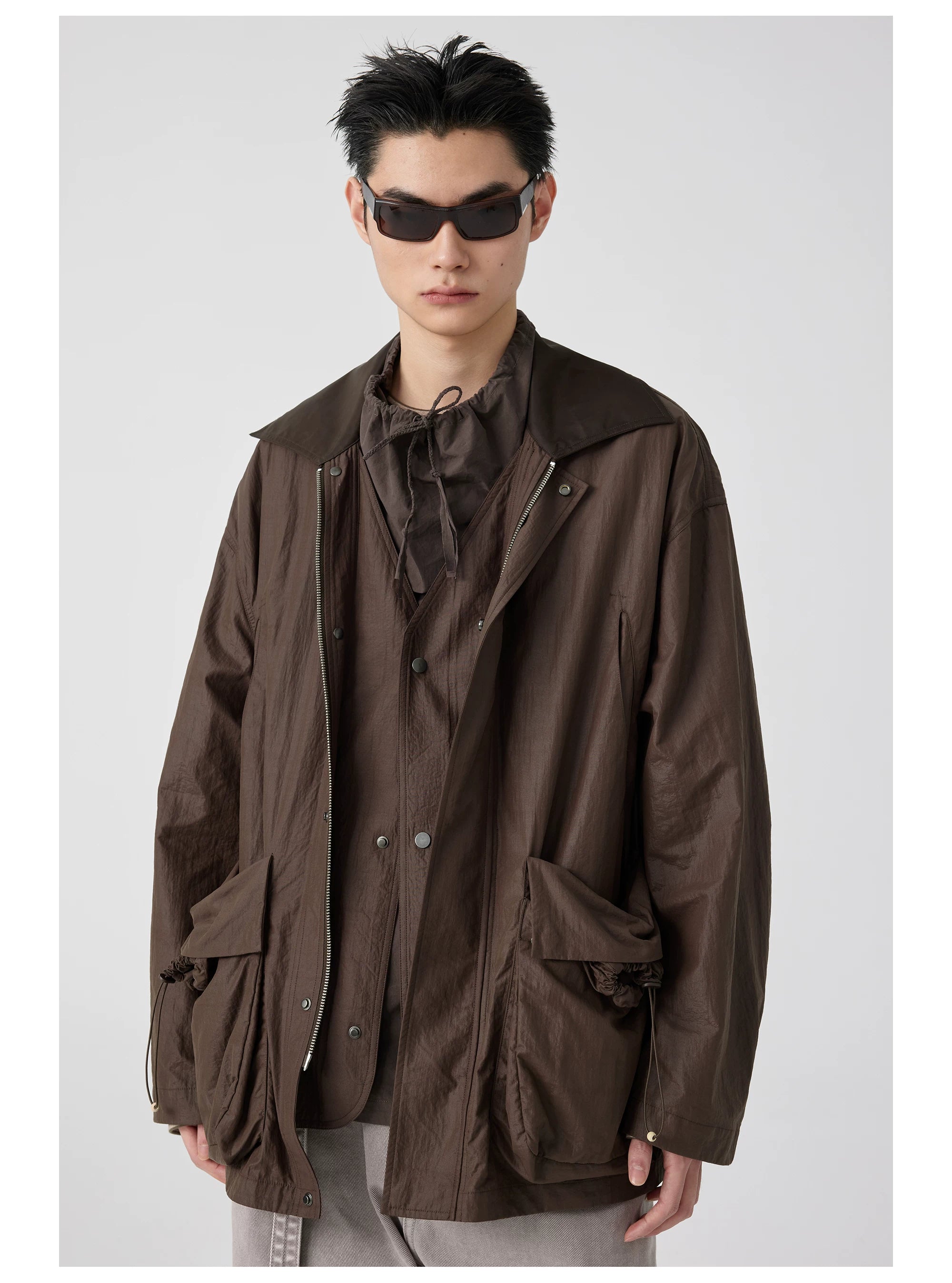 Contrast Collar Safari Jacket