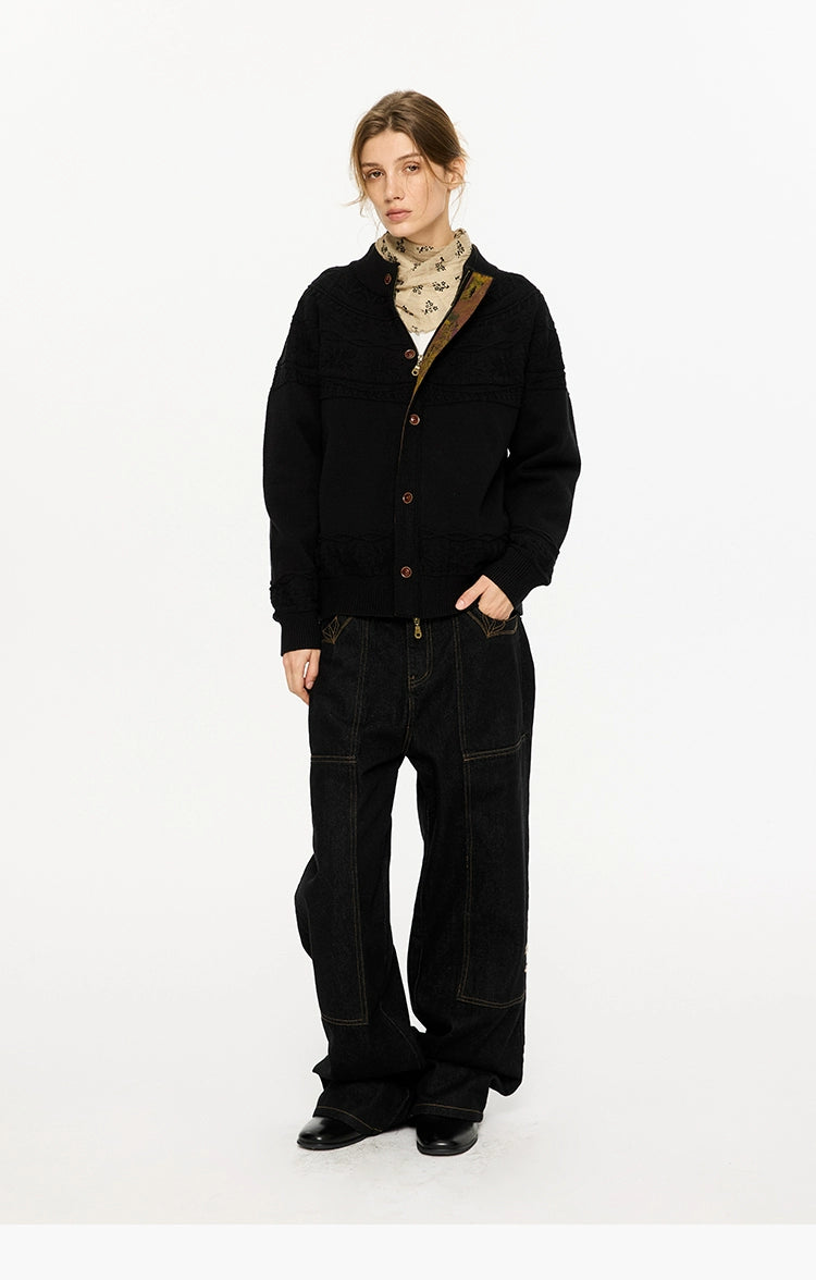 Jacquard Pattern Knit Cardigan