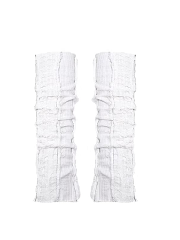 Distressed White Fingerless Gloves