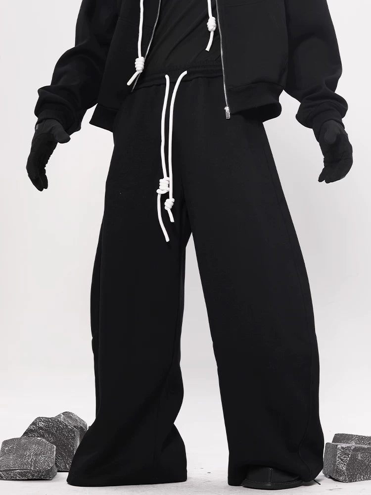 Granite Drift Wide‑Leg Fleece Sweat Pants