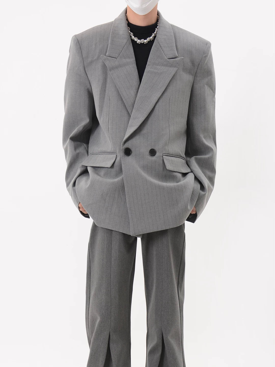 Pinstripe Oversized Double Breasted Blazer